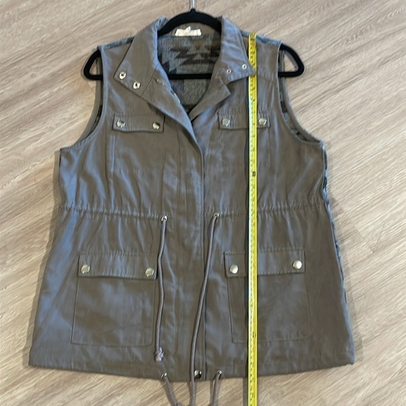 Entro Women Utility Vest Medium Tan Wool Blend Cloth Back Gorpcore Bohemian - Picture 12 of 13